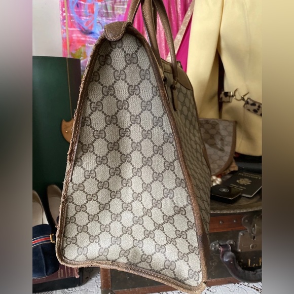 Rare Vintage GUCCI GG Monogram Tote Bag Purse Handbag Carry On Luggage Duffle GG - Picture 3 of 12